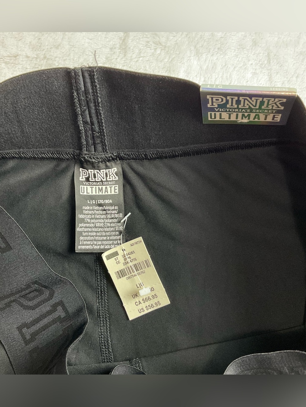 Pink Victoria’s Secret Ultimate Black Leggings Miami Spell Out NWT - Picture 5 of 7